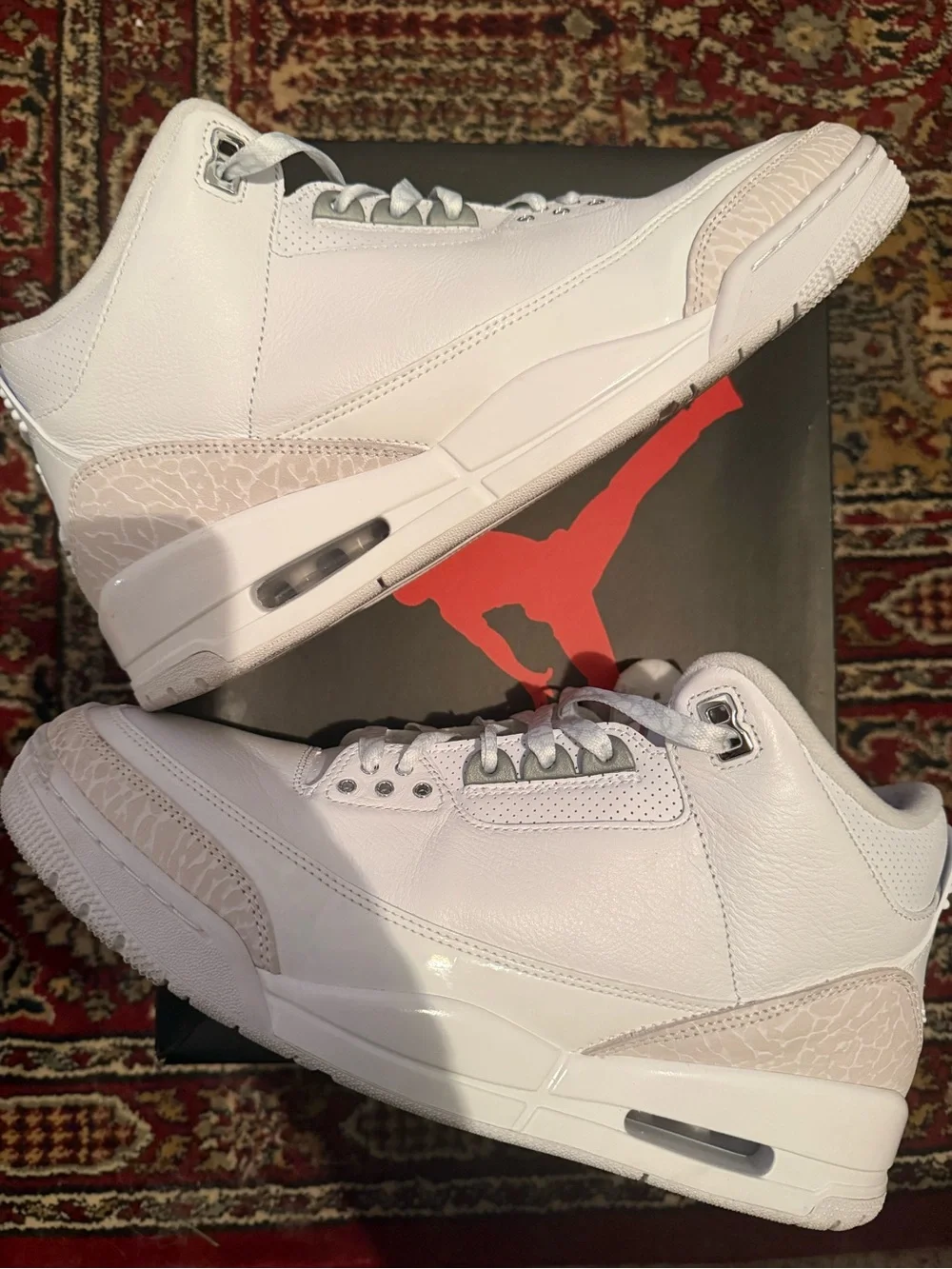 Jordan 3 Retro Pure Money - White and Cream Leather Basketball Sneakers